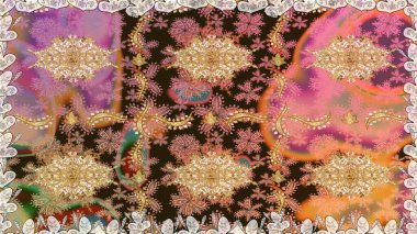 Damask arkaplanı tekerrür ediyor. Barok tarzında altın çiçek süsü. Kahverengi renklerde altın element. Antika altın tekrarlanabilir duvar kağıdı.