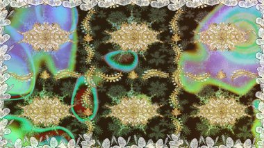 Kahverengi renkler ve altın elementler üzerinde altın pürüzsüz desen. Kahverengi renklerde, altın elementlerle kusursuz klasik desen. Noel, kar tanesi, yeni yıl.