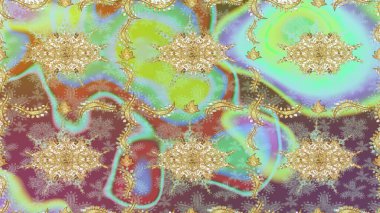 Kusursuz klasik altın desen. Raster geleneksel oryantasyon süsü. Altın elementlerle nötr renklerde altın desen.