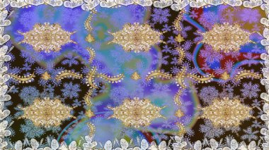 Klasik klasik klasik arka plan. Kusursuz klasik menekşe ve altın desen. Geleneksel oryantasyon süsü.