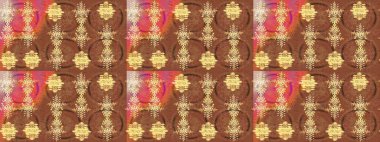 Raster illüstrasyonu. Kristal kar taneleri kahverengi, sarı ve pembe renklerde.