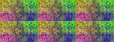 Kar tanelerinin soyut arkaplanlı Noel şablonu. Raster illüstrasyonu. Noel ve yeni yıl moda baskıları için tatil tasarımı. Yeşil, kahverengi ve mavi renkler.