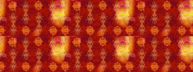 Yüzey için tekrarlanan doku, ambalaj kağıdı, kırmızı, turuncu ve sarı renkte kar tanesi. Kış kar taneleri, raster arka plan.