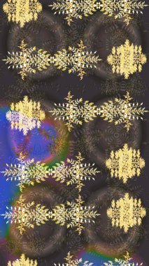 Yeni yıl kar tanesi. Düz kar karalama ikonları, yılbaşı afişi için kar taneleri silueti, kartlar. Gri, kahverengi ve sarı renkler üzerine şirin soyut kar tanesi raster tasarımı.