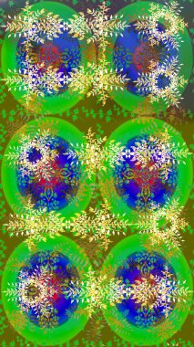 Yeşil, mavi ve sarı renklerde izole edilmiş. Kış kar tanesi. Kar Tanesi Simgesi. Kar Tanesi Raster çizimi.