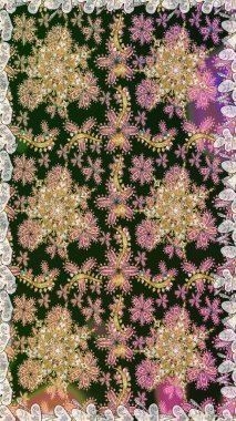 Gold on gray colors. Seamless medieval floral royal pattern. Raster illustration. Decorative symmetry arabesque. Good for greeting card for birthday, invitation or banner.