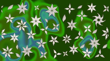 Eski usul. Raster illüstrasyonu. Eskiz geçmişi. Renkli desenli eskiz deseni, yeşil ve nötr çiçekler ve dekoratif elementlerle. Kumaş, tekstil ve duvar kağıdı baskısı için..