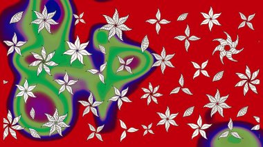 Düz Çiçek Elementleri Tasarımı. Sketch Colour Spring Theme eskiz kalıbı. Çiçekler kırmızı ve yeşil renklerde. Sevimli çiçek raster deseni.