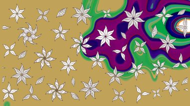 Sarı ve nötr renklerde çiçekler. Raster illüstrasyonunda çiçek deseni çizimi.