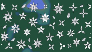 Sevimli çiçek raster deseni. Renkli Yaz Temalı eskiz kalıbı. Düz Çiçek Elementleri Tasarımı. Modaya uygun kumaş deseni.