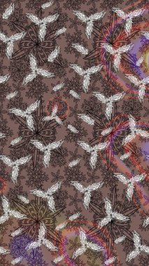 Şatafatlı bahar bahçesi dokusu. Flower eskiz arka planı. Çiçek deseni. Raster illüstrasyonu.