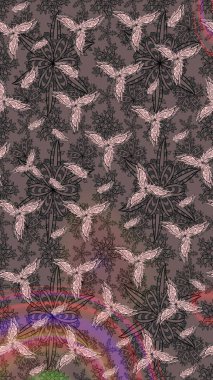 Soyut çiçek çizim kalıbı arka planı. Raster deseni. Küçük çiçekteki sevimli çiçek deseni. Raster illüstrasyonu. Kahverengi renklerde.