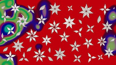 Kırmızı ve nötr renklerde şirin tekstil tarzında. Raster illüstrasyonu. Çiçek duvar kâğıdı. Çiçek arkaplan. Renkli çizim deseni.