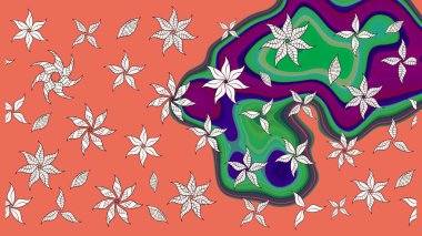 Çiçekleri, deniz kabukları, mandalaları ve suluboya efektleriyle donanma geçmişi. Eskiz modeli etnik tasarım. Yatak çarşafları, ceket, paket tasarımı, kumaş ve moda kavramları için tekstil baskısı.