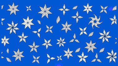 Vadinin çiçekleri mavi ve nötr renklerde. Çiçeksel çizim kalıbının çizimi.