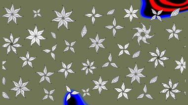 Kabile sanatı boho baskısı, klasik çiçek arkaplanı. Soyut etnik raster çizim kalıbı. Arkaplan dokusu, duvar kağıdı, çiçek teması yeşil ve beyaz.