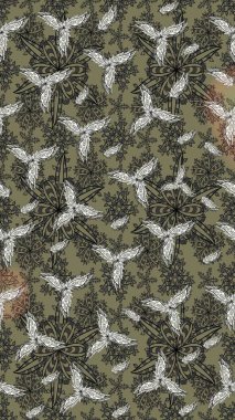 Üzerinde gri renkte çiçekler olan bir çiçek deseni çiz. Suluboya tarzında gri renkte çiçekler.