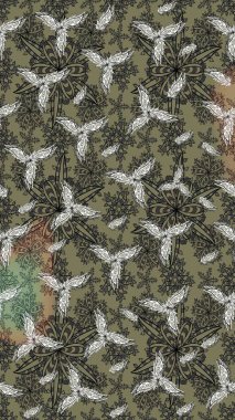 Şirin çiçekler. Çizgi çizimi kalıbı. Raster Moda kumaş deseni.