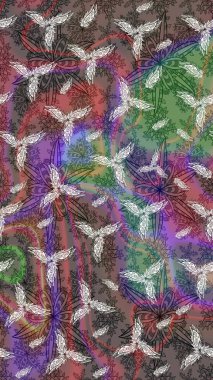 Poster ya da kapak için arka plan. Davetiye ve kartpostal tasarımı için dekoratif çiçek unsurları. Yapraklı çizim şekli. Şirin, zarif çiçekler Raster illüstrasyonu. Tekstil için figür.