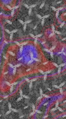 Sevimli çiçek raster deseni. Renkli Bahar Teması eskiz kalıbı. Gri renkli çiçekler. Düz Çiçek Elementleri Tasarımı.