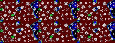 Yeşil renkli Asya tekstili. Çiçeklerle suluboya desenli çiçek deseni. Raster illüstrasyonu.