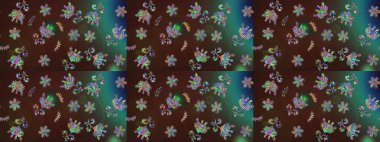 Çiçekli karalama şeklinde Raster çiçek deseni. Kahverengi renkli çiçekler. Yumuşak, yaz çiçekli arka plan.
