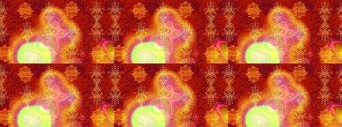 Bokeh kırmızısı, turuncu, sarı ve kar taneleriyle dekoratif Noel arkaplanı. Raster illüstrasyonu.