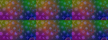 Yeşil ve kahverengi renklerde karalamalı çiçek desenleri. Raster illüstrasyonu.