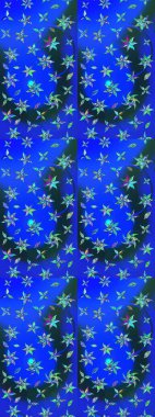 Çiçekli karalama şeklinde Raster çiçek deseni. Nazikçe, güzel çiçek arkaplanı. Mavi ve yeşil renkte çiçekler.