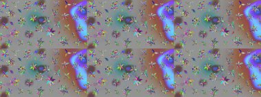 3D çiçekler, eskiz. Gri ve mavi renklerde. Raster illüstrasyonu.