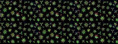 Düz Çiçek Elementleri Tasarımı. Renkli Yaz Temalı eskiz kalıbı. Raster Illustrasyon 'daki Çiçek Deseni' nin son moda çizimi. Güzel kumaş deseni.