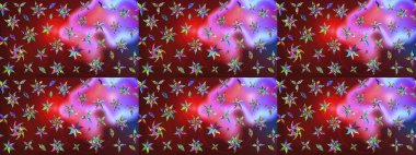 Düz Çiçek Elementleri Tasarımı. Renkli Yaz Temalı eskiz kalıbı. Raster illüstrasyonundaki çiçek desenli çizim. Kırmızı ve kahverengi renkte çiçekler.