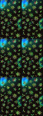 Düz Çiçek Elementleri Tasarımı. Renkli Bahar Teması eskiz kalıbı. Raster..