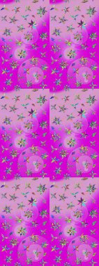 Düz Çiçek Elementleri Tasarımı. Renkli Bahar Teması eskiz kalıbı. Çocuk stili. Çiçekli çizim raster arkaplanı.