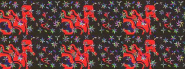 Raster illüstrasyonu. Moda baskısı, albüm, ambalaj kağıdı ve duvar kağıdı için zarif dekoratif süslemeler. Gri ve kahverengi renkli şirin çiçekler. Küçük çiçekli basit bir çiçek çizimi..