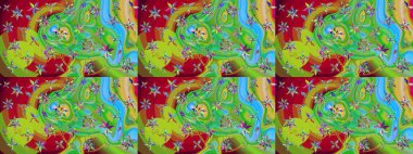 Çiçek desenli eskiz. Yeşil ve kırmızı renkte çiçekler. Tişört baskısı için çiçek boyama rasteriName.