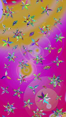 Renkli Bahar Teması eskiz kalıbı. Raster illüstrasyonundaki çiçek desenli çizim. Süslü kumaş deseni. Düz Çiçek Elementleri Tasarımı.