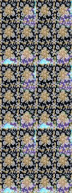 Tekrarlayan elementlerle kusursuz soyut arkaplan. Klasik raster şablonu. Siyah, nötr ve altın desenli.