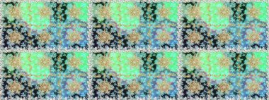 Damask arkaplanı. Altın çiçekli, pürüzsüz desen. Tarafsız ve mavi renklerdeki altın element. Barok tarzında altın çiçekli süs..