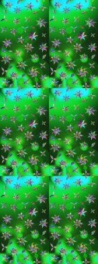 Düz Çiçek Elementleri Tasarımı. Raster illüstrasyonu. Şirin çiçek elementleri. Taslak desenli, modaya uygun kumaş deseni. Renkli Bahar Teması çizim şablonu.