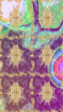 Kış kar dokusu duvar kağıdı. Noel Altın Kar Tanesi eskiz modeli. Mor renkli altın kar taneleri. Sembol tatili, yeni yıl kutlaması, altın desenler..