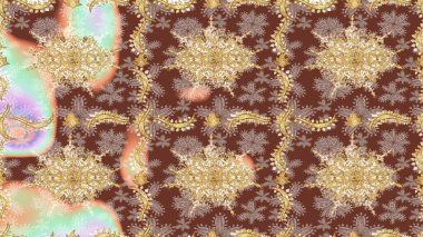 Küçük bir alan derinliği. Eskiz öğesi ahşap oyma. Kahverengi renkli ve altın elementli desen. Altın kaplamalı kahverengi zemin. Klasik mobilya tarzı. Oyma. Lüks mobilyalar. Patina..