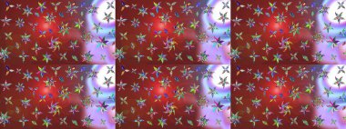 Raster Çiçek İllüstrasyonu 'nun şirin tekstili. Kahverengi ve kırmızı renkte etnik çiçeklerle süslenmiş zarif bir eskiz..