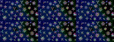 Davetiye ve kartpostal tasarımı için dekoratif çiçek unsurları. Poster ya da kapak için arka plan. Şirin, zarif çiçekler Raster illüstrasyonu. Yapraklı çizim şekli. Tekstil için figür.