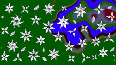 El çizimi. Çiçekli, yapraklı, çiçek desenli eskiz. Raster illüstrasyonu.