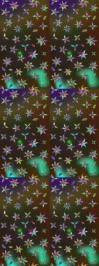 Düz Çiçek Elementleri Tasarımı. Raster Modaya uygun kumaş deseni. Renkli Bahar Teması eskiz kalıbı. Kahverengi ve yeşil renkli şirin çiçek deseni.