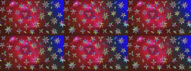 Çiçek desenli çizim. Kırmızı ve kahverengi renkte çiçekler. Asya tekstil tarzında. Raster illüstrasyonu. Düz Çiçek Elementleri Tasarımı. Renkli Bahar Teması çizim şablonu.