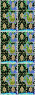 Kusursuz raster arka plan. Çiçek deseni. Şık bir grafik desen. Duvar kâğıdı barok, İspanyol kumaşı. Kahverengi ve bej renklerdeki altın elementler.