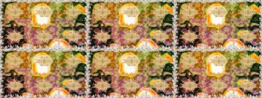 Çiçek deseni. Kusursuz raster arka plan. Kahverengi ve bej renklerde altın elementler. Duvar kâğıdı barok, İspanyol kumaşı. Şekil grafik deseni.