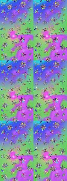 Eskiz arkaplan modeli. Menekşe yapraklı ve yeşil renkli yabani çiçekler. Raster illüstrasyonu. Suluboya, elle çizilmiş.